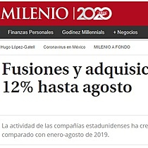 Fusiones y adquisiciones caen 12% hasta agosto